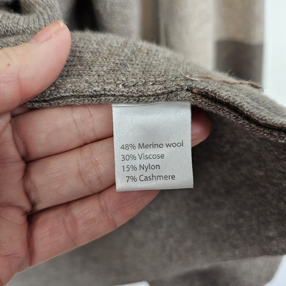 Benedetta B Color Block Black Tan Merino Wool Cashmere Cardigan Sweater Medium - Picture 7 of 12